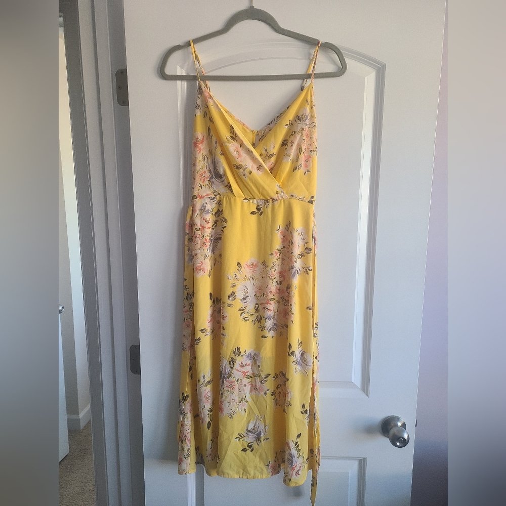 Yellow Floral Chiffon Dress